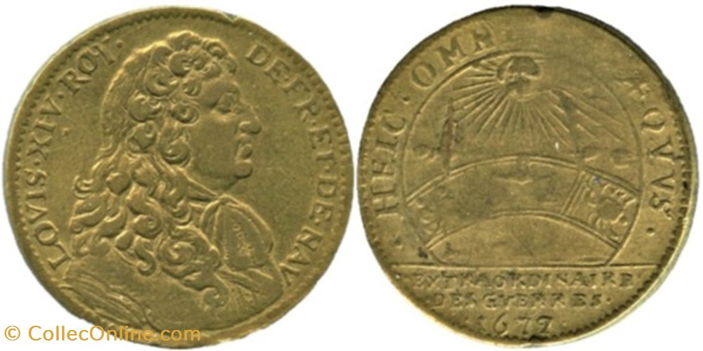 Louis XIV - 1679/77 Jeton Extraordinaire des guerres - Overdate monnaies paranumismatique jetons poids louis xiv 1679 77 jeton extraordinaire des guerres overdate