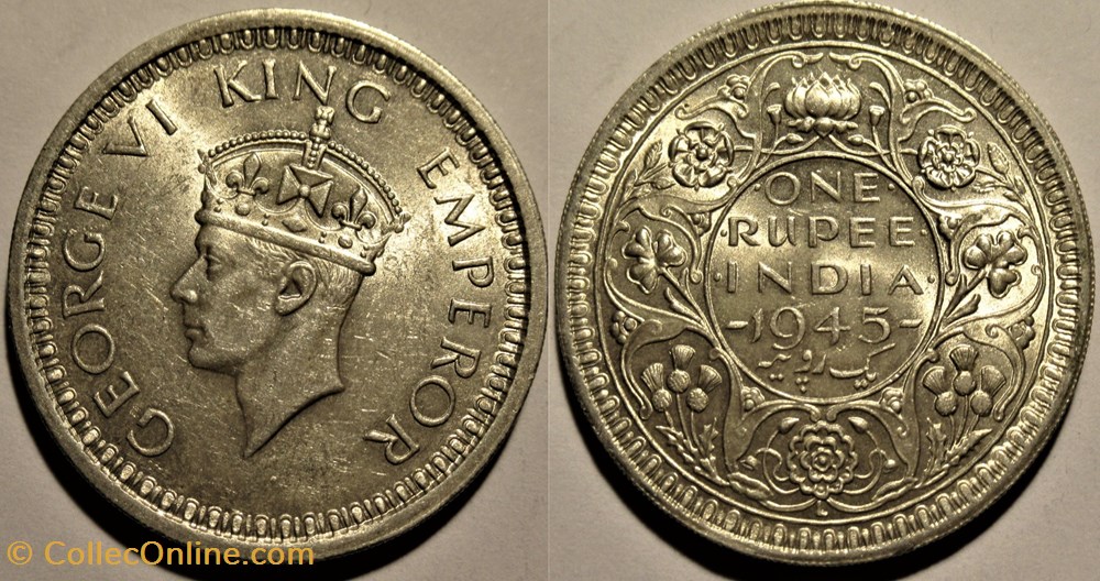 George VI - One Rupee 1945 Lahore - British India - Coins - World