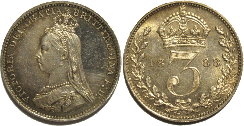 Victoria - 3 pence 1888 Kingdom of Great Britain monnaies monde royaume uni victoria 3 pence 1888 kingdom of great britain