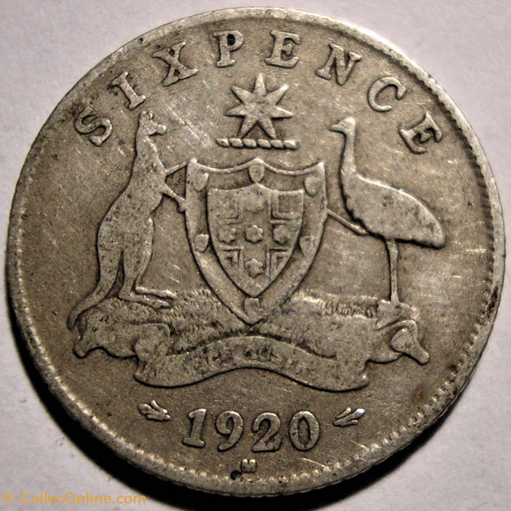 George V - Six Pence 1920 Melbourne - Australia monnaie monde australie george v six pence 1920 melbourne australia