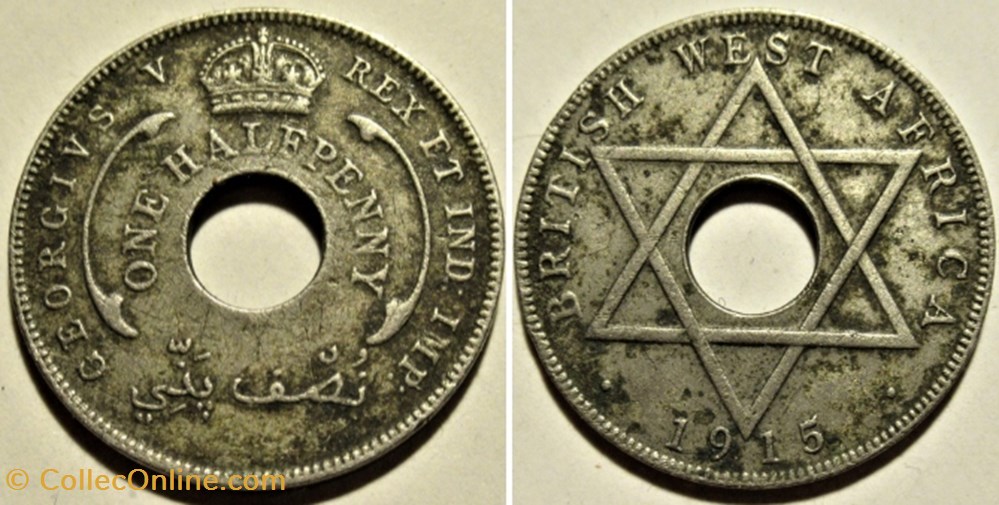 George V - Half Penny 1915 - West Africa monnaies monde afrique occidentale britannique george v half penny 1915 west africa