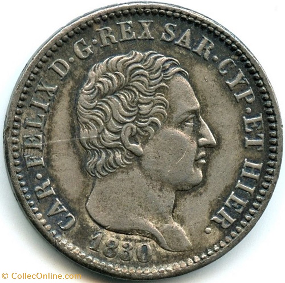 1830 Royaume de Sardaigne, 1 Lira Torino - Carlo Felice monnaies monde italie 1830 royaume de sardaigne 1 lira torino carlo felice