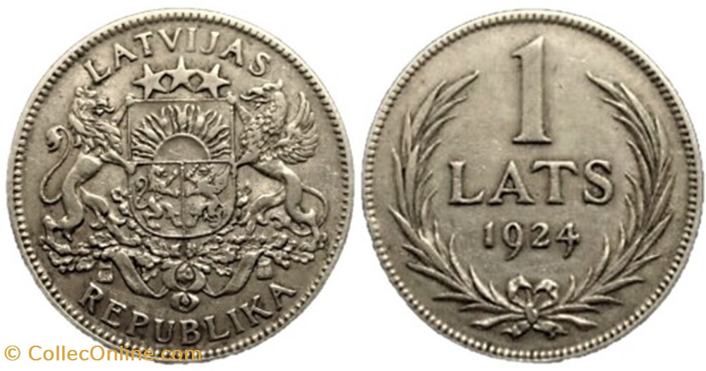 Latvia, Republic of - 1 Lats 1924 monnaies monde lettonie latvia republic of 1 lats 1924