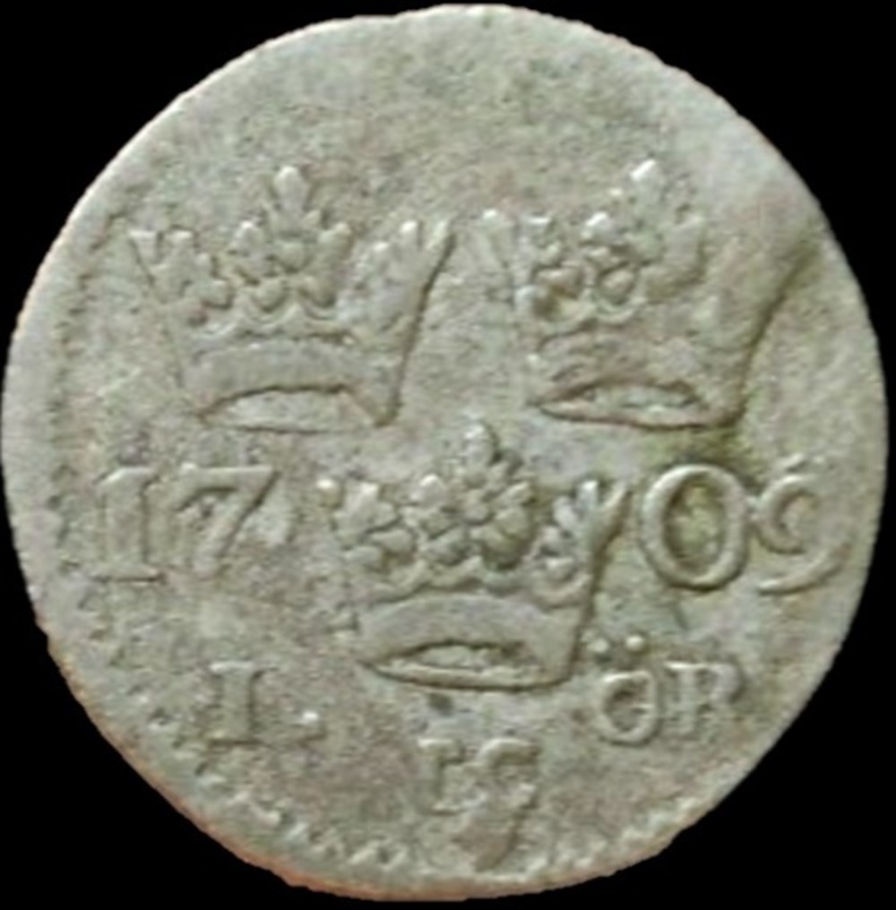 Sweden, Karl XII - 1 Öre 1709 monnaies europe medievale royaume suede sweden karl xii 1 ore 1709