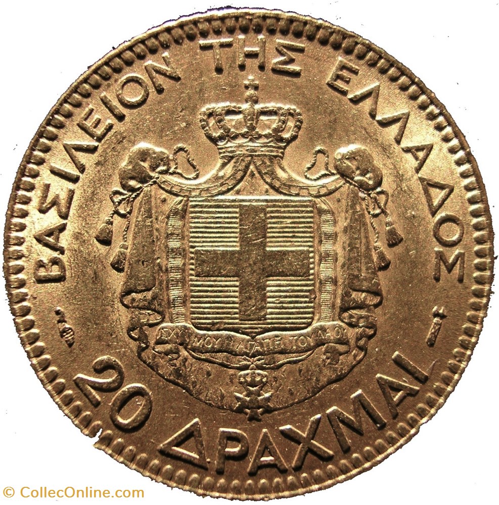 George Ist of Greece - 20 Drachmai 1884 A monnaies monde grece george ist of greece 20 drachmai 1884 a