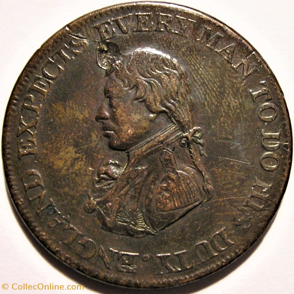 Admiral Lord Nelson - Halfpenny 1812 British Navy - Yorkshire, England 3 monnaies jetons mereaux admiral lord nelson halfpenny 1812 british navy yorkshire england