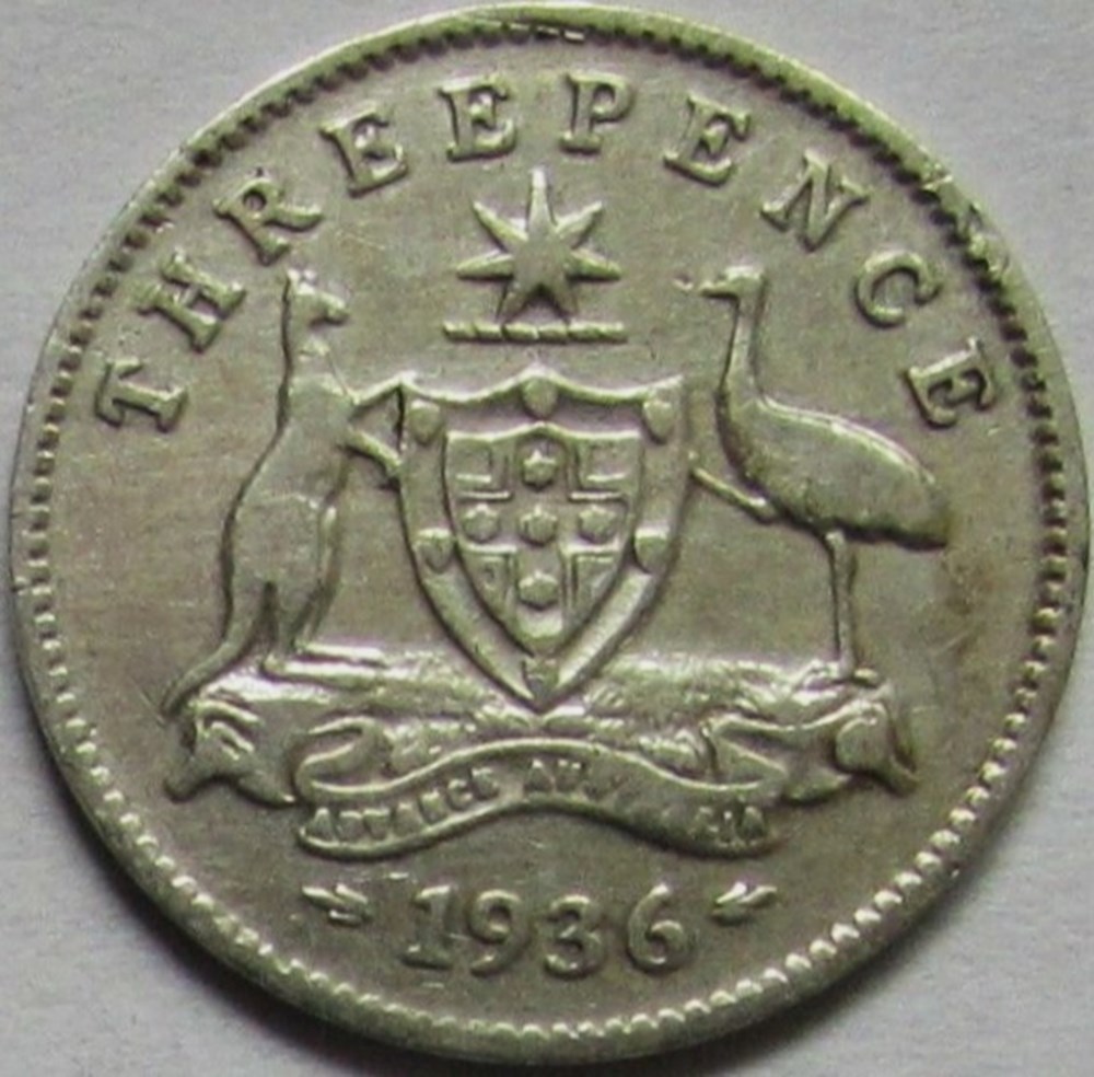George V - Three Pence 1936 Melbourne - Australia monnaies monde australie george v three pence 1936 melbourne australia