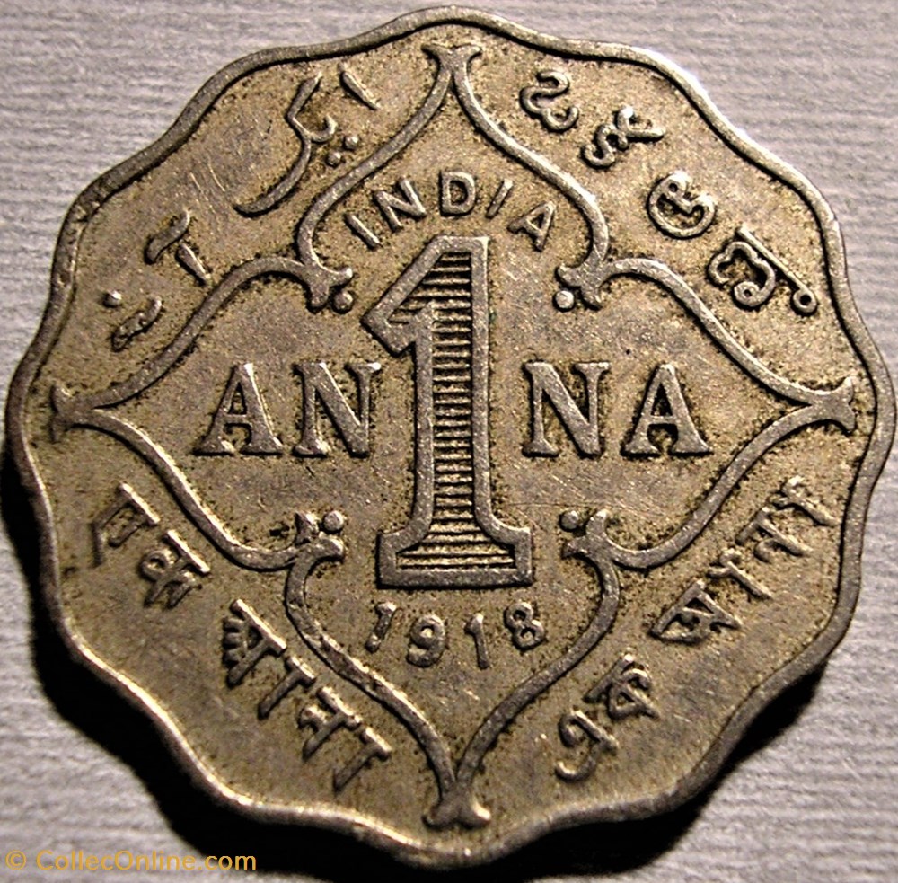 George V - 1 Anna 1918 Bombay - British India monnaie monde inde george v 1 anna 1918 bombay british india