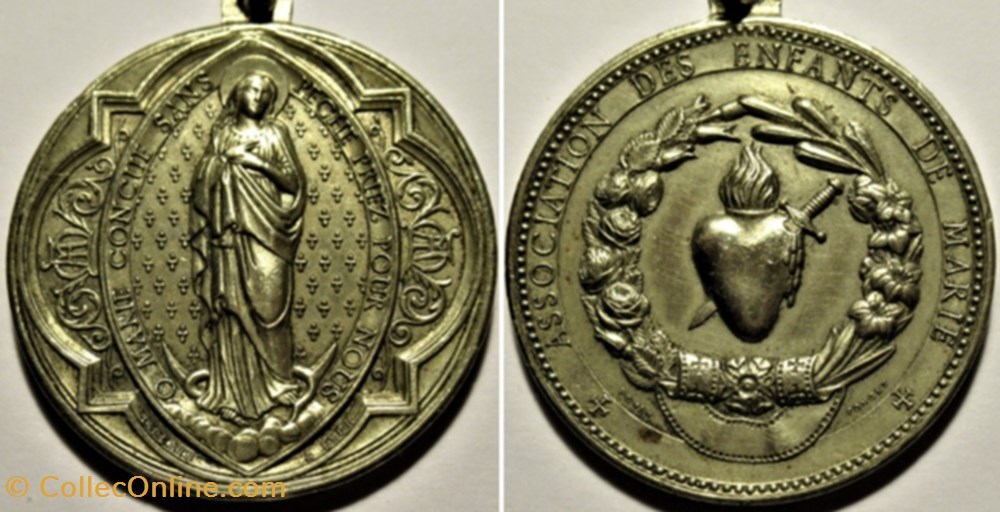 medailles religieuses association des enfants de marie medaillion par penin poncet ca 1900