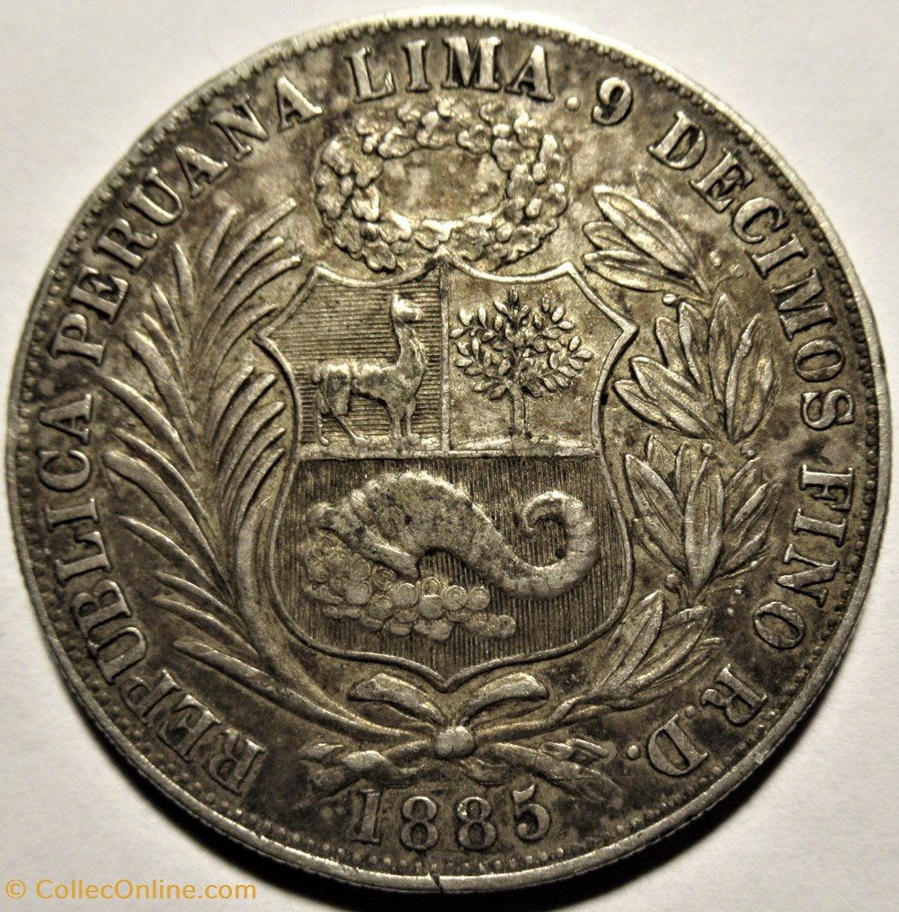 monnaies monde perou peru 1 sol 1885 lima