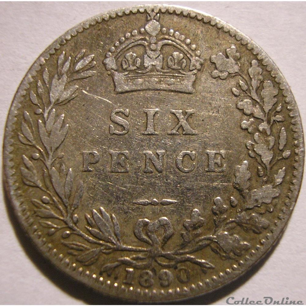 Victoria - Sixpence 1890 - Kingdom of Great Britain monnaies monde royaume uni victoria sixpence 1890 kingdom of great britain