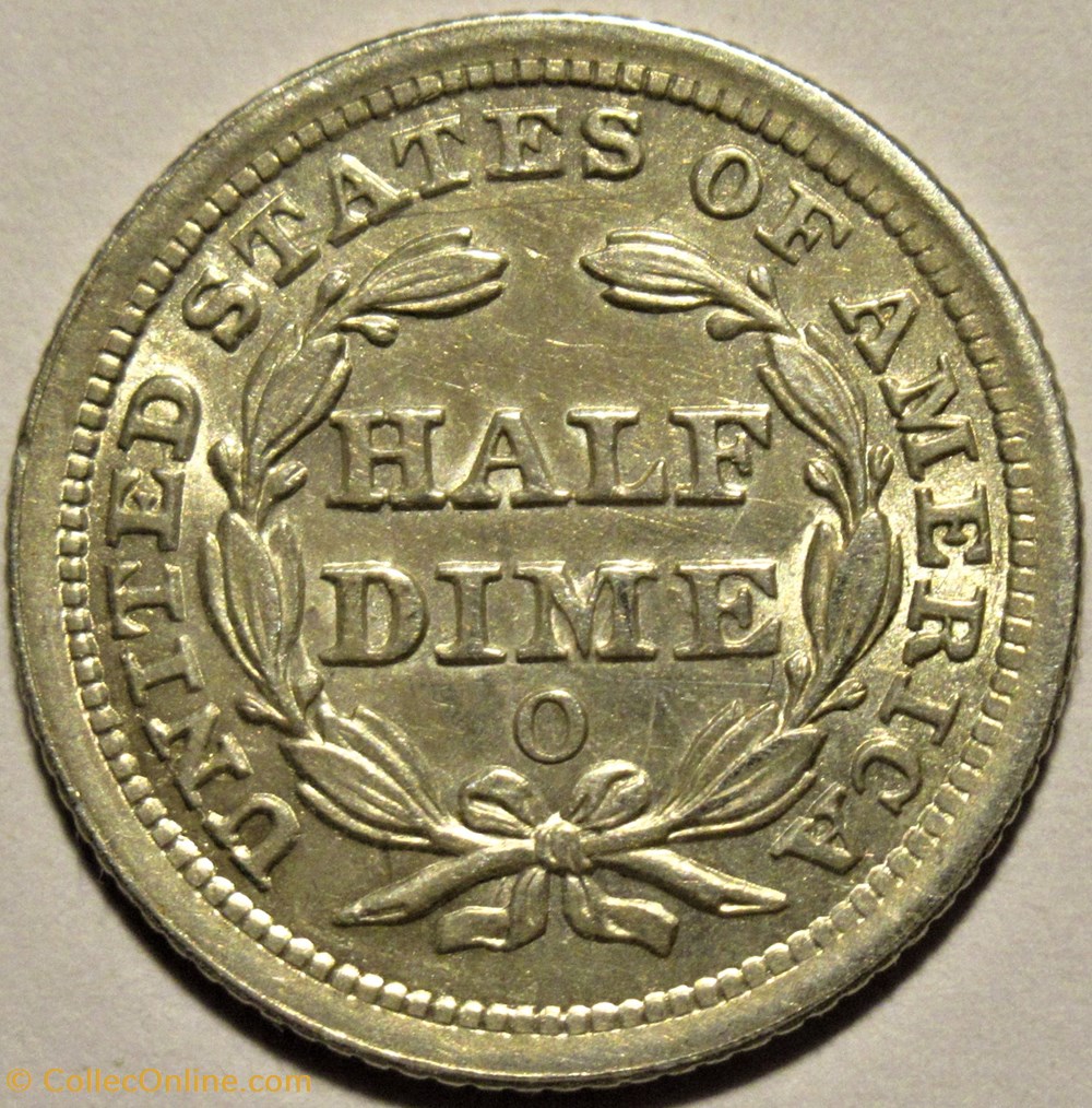 1856 O Half Dime - Die Clash + Die Crack Error 2 monnaies monde etats unis 1856 o half dime die clash die crack error
