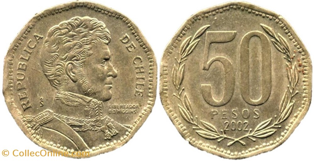 Chile - 50 Pesos 2002 Santiago monnaies monde chili chile 50 pesos 2002 santiago