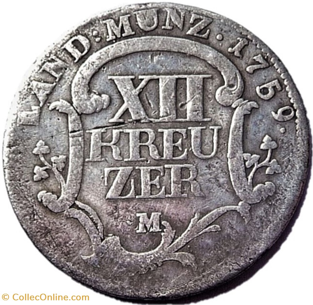 Christian IV - 12 Kreuzer 1759, Duchy of Pfalz-Birkenfeld-Zweibrücken monnaies europe medievale saint empire romain germanique christian iv 12 kreuzer 1759 duchy of pfalz birkenfeld zweibrucken