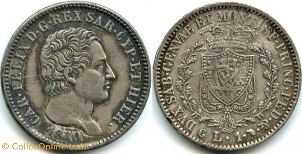 1830 Royaume de Sardaigne, 1 Lira Torino - Carlo Felice monnaies monde italie 1830 royaume de sardaigne 1 lira torino carlo felice