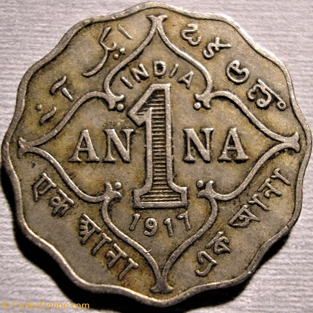George V - 1 Anna 1917 Bombay - British India monnaie monde inde george v 1 anna 1917 bombay british india