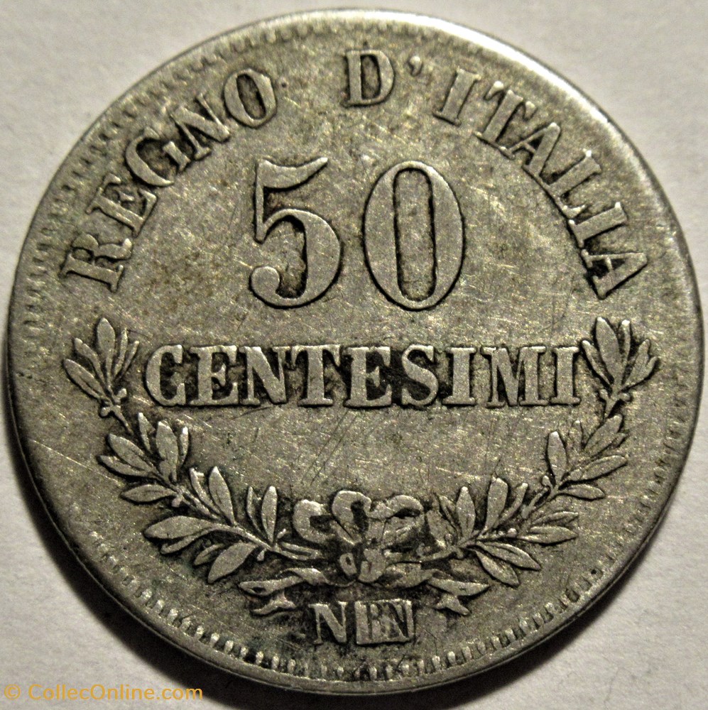 1863 Royaume d'Italie, 50 Centesimi, Napoli - Vittorio Emanuele II monnaies monde 1863 royaume italie 50 centesimi napoli vittorio emanuele ii