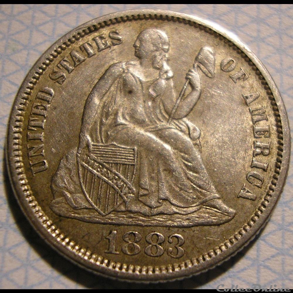 1883 Dime / 10 Cents 3 monnaies monde etats unis 1883 dime 10 cents