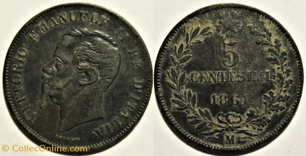 monnaies monde italie 1861 regno italia 5 centesimi milano vittorio emanuele ii