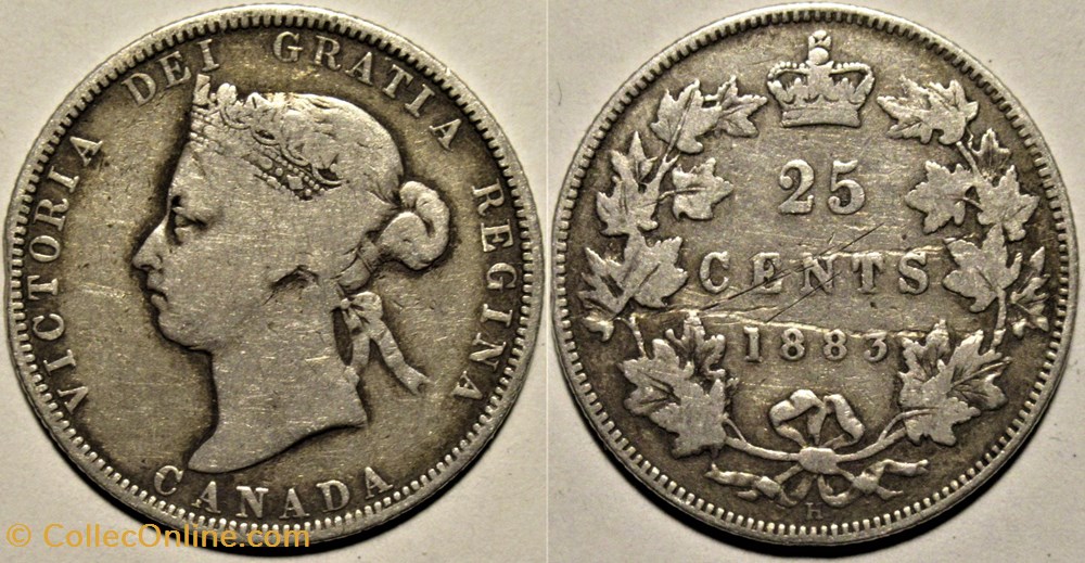monnaies monde canada victoria 25 cents 1883