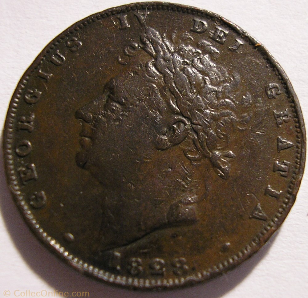 George IV - 1 Farthing 1828 Great Britain monnaie monde royaume uni george iv 1 farthing 1828 great britain