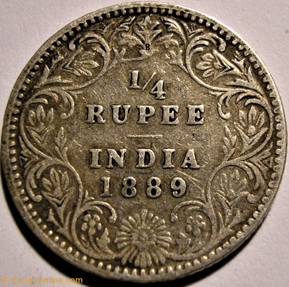 monnaies monde inde victoria 1 4 rupee 1889 bombay british india