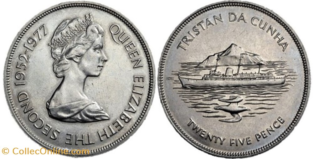 Tristan Da Cunha - 25 Pence 1977 - Silver Jubilee monnaies monde de guernesey tristan da cunha 25 pence 1977 silver jubilee