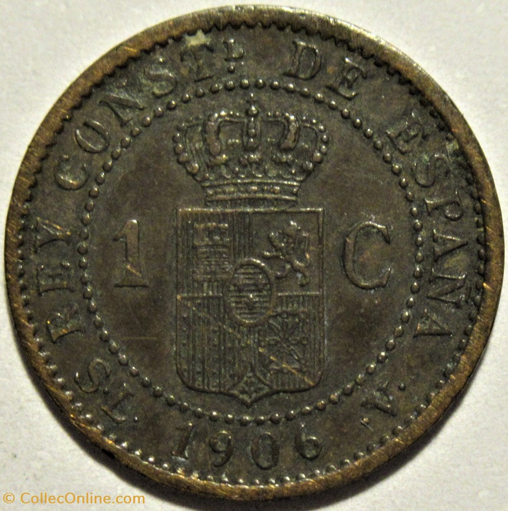 1906 - Centimo - Alfonso XIII de España 3 monnaies monde espagne 1906 centimo alfonso xiii de espana