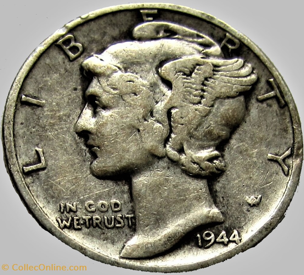 1944 Dime - Double Die monnaies monde etats unis 1944 dime double die