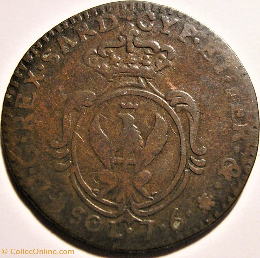 1800 Royaume de Sardaigne, 7.6 Soldi - Charles-Emmanuel IV de Savoie monnaies monde italie 1800 royaume de sardaigne 7 6 soldi charles emmanuel iv de savoie