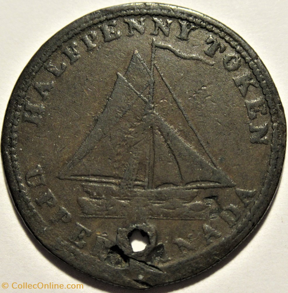 Upper Canada 1823 HalfPenny - Sloop Token monnaies monde upper canada 1823 halfpenny sloop token
