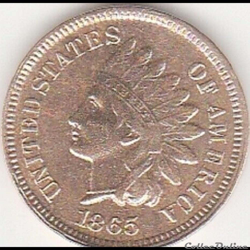 1865 One Cent (ex.2) monnaie monde etat uni 1865 one cent ex 2