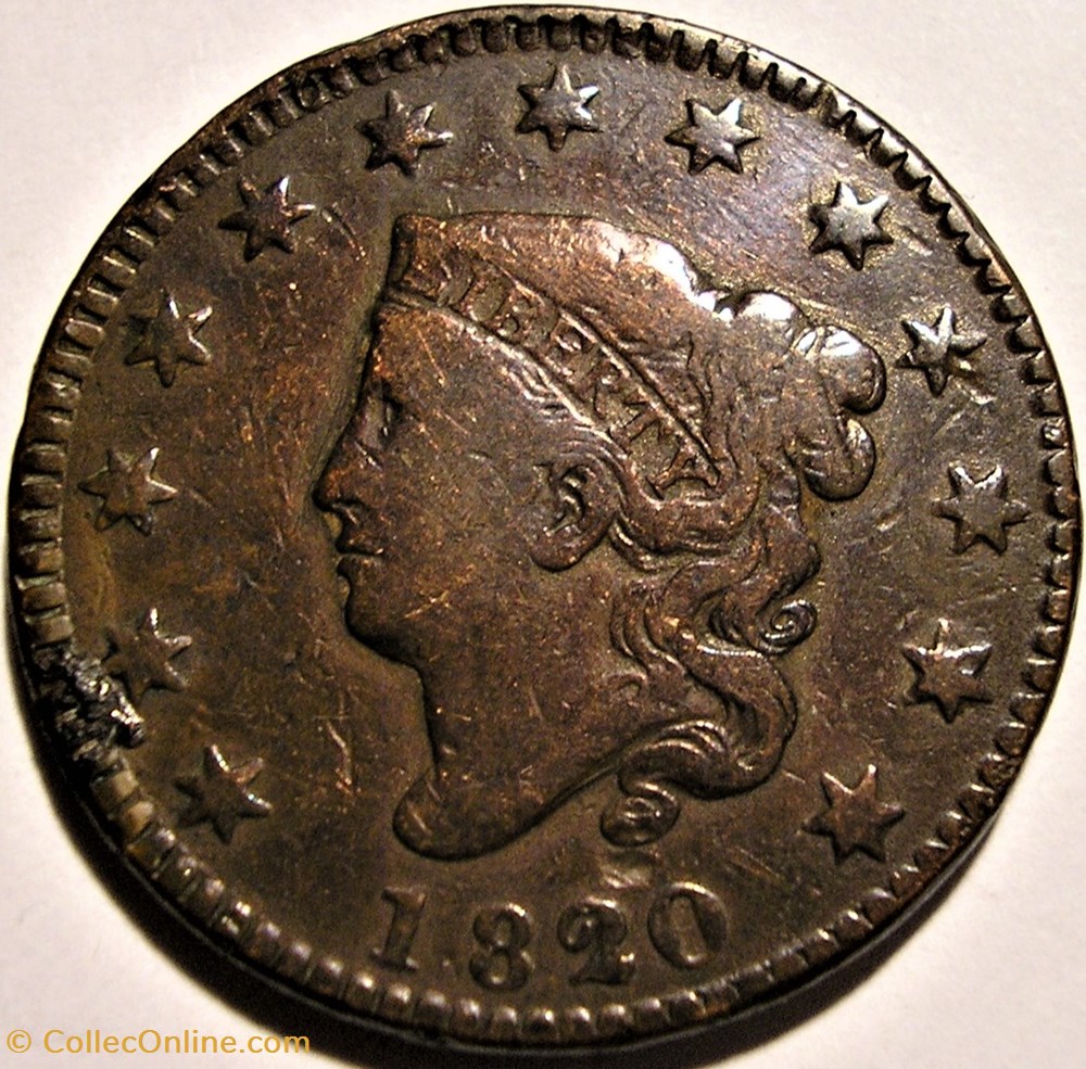 1820/19 One Cent (ex.2) monnaie monde etat uni 1820 19 one cent ex 2
