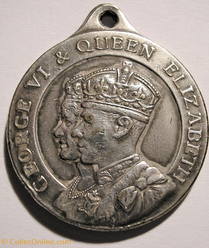 George VI & Elizabeth Crowned 1937 - Silvered Medallion, Britannia - UK 3 medaille royaume uni george vi elizabeth crowned 1937 silvered medallion britannia uk
