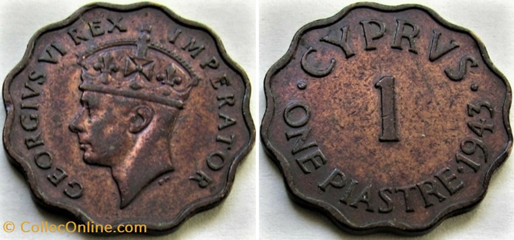 George VI - One Piastre 1943 - Cyprus monnaies monde chypre george vi one piastre 1943 cyprus