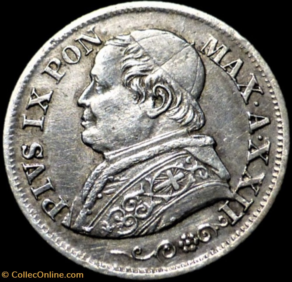 Pio IX, Pope - 10 Soldi 1868, Anno XXII - Vaticano monnaies monde pio ix pope 10 soldi 1868 anno xxii vaticano