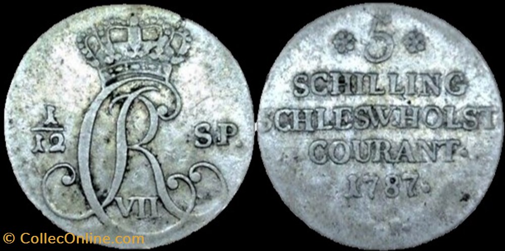 5 Schilling Courant 1787 - Duchies of Schleswig & Holstein, Christian VII of Denmark monnaies monde danemark 5 schilling courant 1787 duchies of schleswig holstein christian vii of denmark