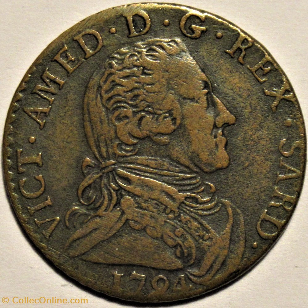 1794 Royaume de Sardaigne, 5 Soldi - Victor-Amédée III de Savoie (ex.2) monnaies monde italie 1794 royaume de sardaigne 5 soldi victor amedee iii de savoie ex 2
