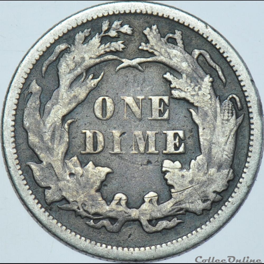 monnaie monde etat uni 1872 dime 10 cents