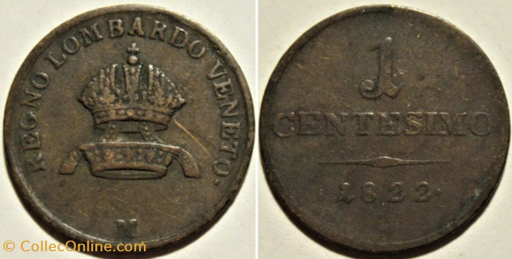 1822 Regno Lombardo-Veneto, 1 Centesimo - Franz I d'Asburgo-Lorena (ex.2) monnaies monde italie 1822 regno lombardo veneto 1 centesimo franz i asburgo lorena ex 2