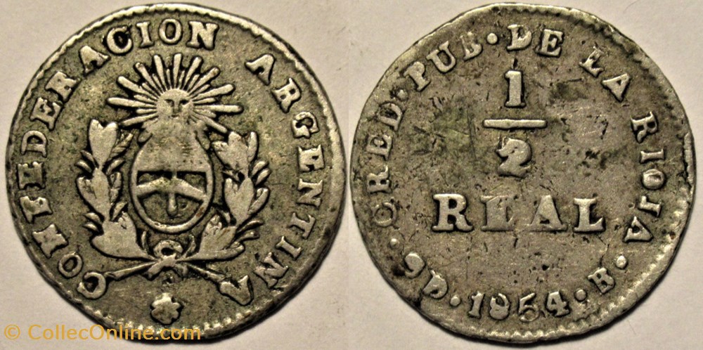 Argentina - 1/2 Real 1854, La Rioja monnaies monde argentine argentina 1 2 real 1854 la rioja