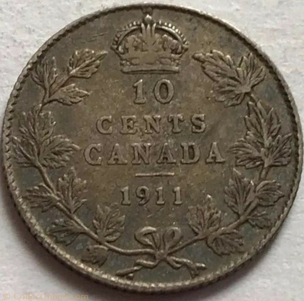 George V - 10 Cents 1911 monnaie monde canadum george v 10 cents 1911