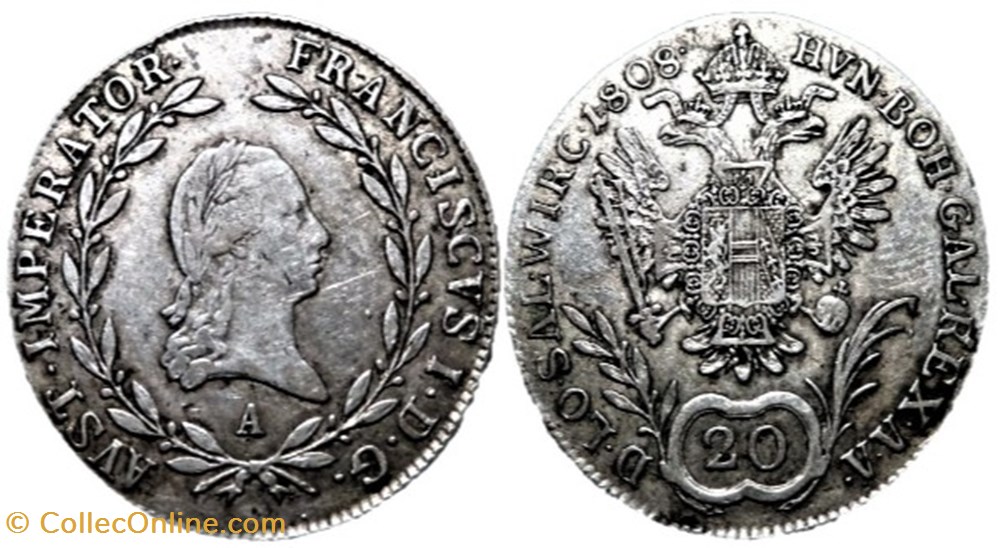 1808 Wien, 20 Kreuzer - Franz I of Austria monnaies monde autriche 1808 wien 20 kreuzer franz i of austria