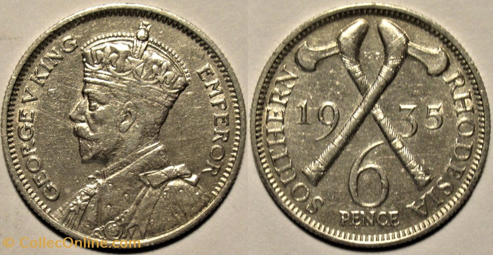 George V - 6 Pence 1935 - Southern Rhodesia monnaies monde zimbabwe george v 6 pence 1935 southern rhodesia