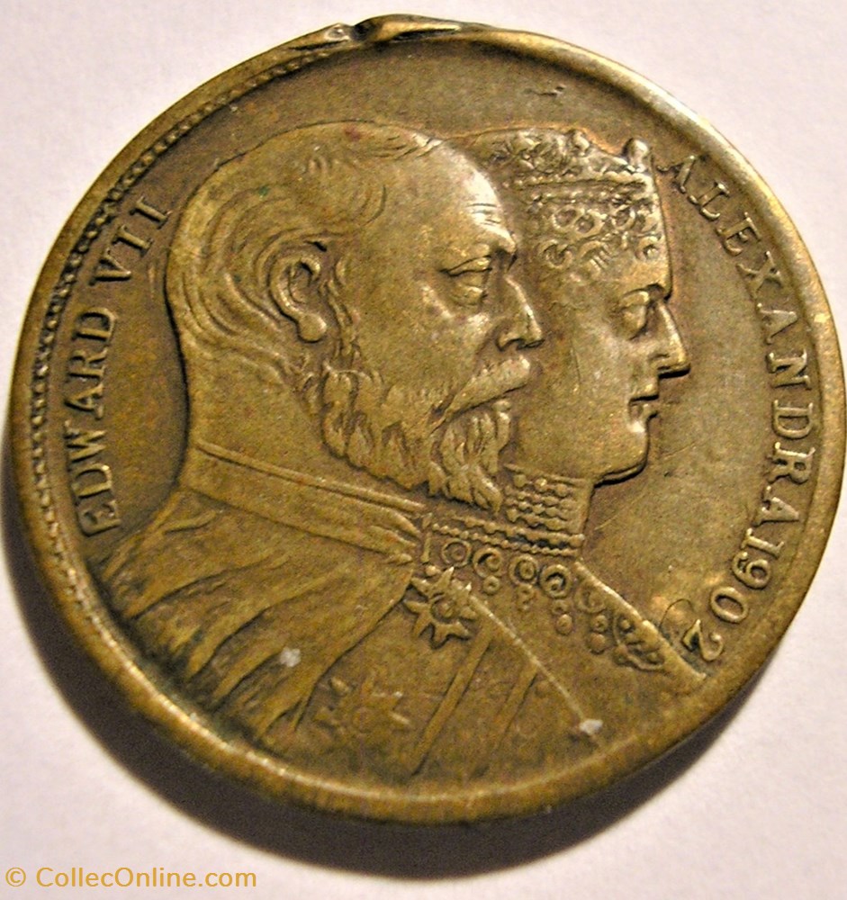 Edward VII & Alexandra - Token St George 1902 2 monnaie jeton mereaux edward vii alexandra token st george 1902