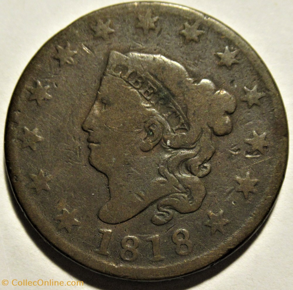 1818 One Cent (ex.4) monnaies monde etats unis 1818 one cent ex 4