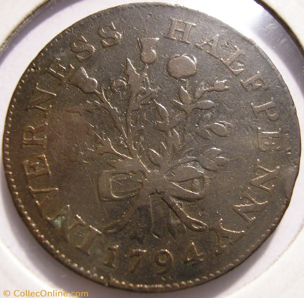 monnaie monde royaume uni 1794 inverness halfpenny concordia fidelitas