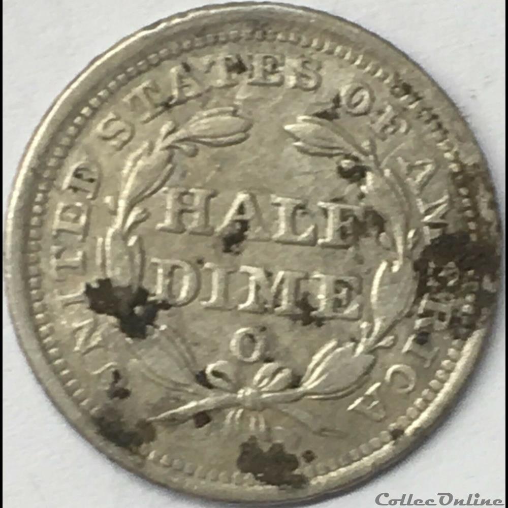 ←1853→ o Half Dime monnaies monde etats unis 1853 o half dime