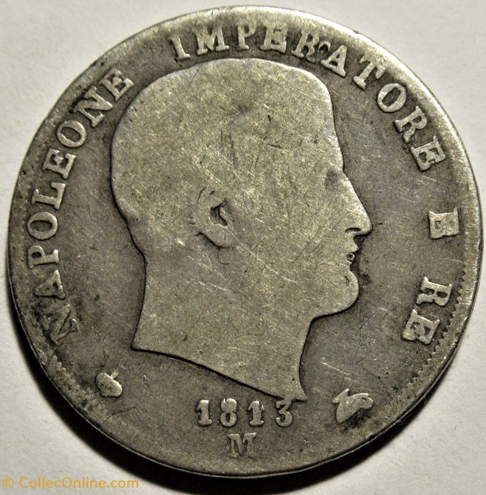 1813 Regno d'Italia, 2 Lire Milano - Napoleone I monnaies monde italie 1813 regno italia 2 lire milano napoleone i