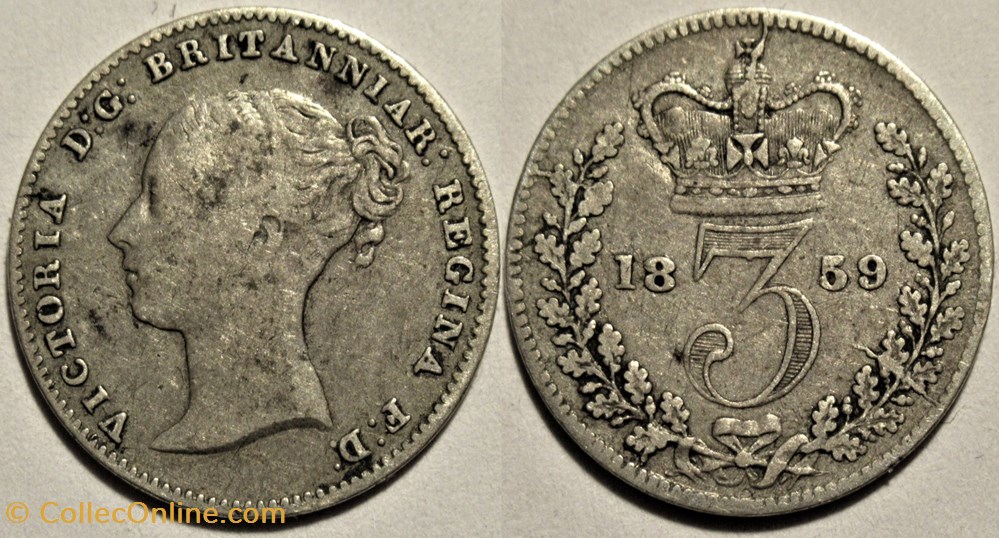 Victoria - 3 Pence 1859 - Kingdom of Great Britain monnaies monde royaume uni victoria 3 pence 1859 kingdom of great britain